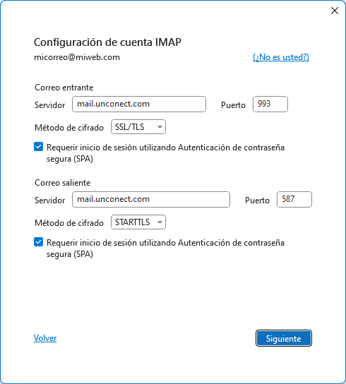 Configuración IMAP